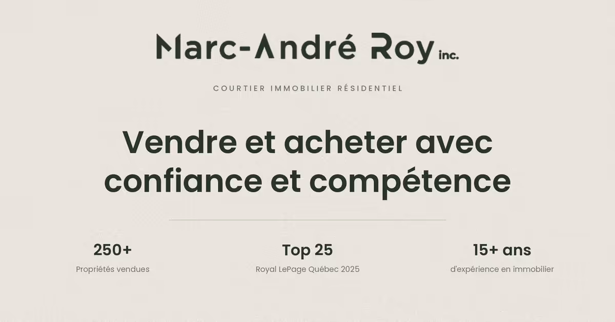 Site web Marc-André Roy — courtier immobilier résidentiel Royal LePage à Boisbriand, sur la Rive-Nord de Montréal (15 ans d'expérience, 250 propriétés vendues).